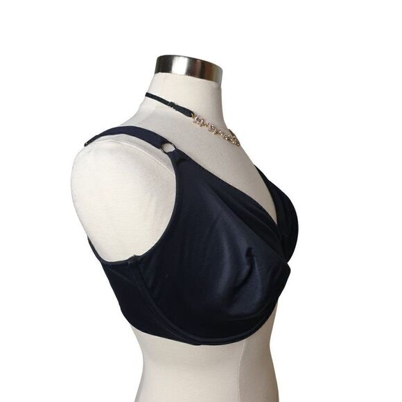 Women's 42DDD Bra Plus Size Unlined Black Silky Thick Straps Underwire 42F - Picture 2 of 8